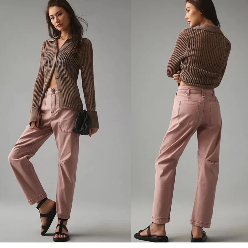 PILCRO x ANTHROPOLOGIE Knee-Tuck Pink Straight Leg Chino Pants Women's Size 32